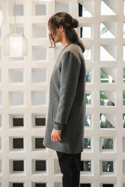 Collarless coat